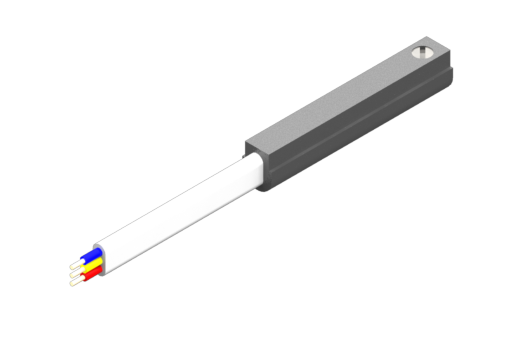 Magnetic sensor for C-slot, series SS, PNP REED N.O., 3 wires, 3/30 Vdc, 0.2 A, flat PVC cable 3x0.14 mm², length 0.3 metres with M8 connector with lock nut - SS3D203-G