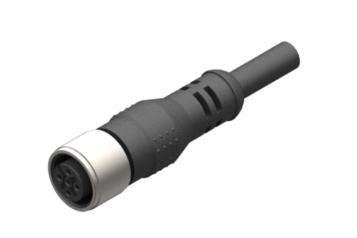 带 M12 锁紧螺母的轴式阴螺纹连接器，5 针，圆形 PUR 线缆，长度 2.5 米 - CFGM1200525P