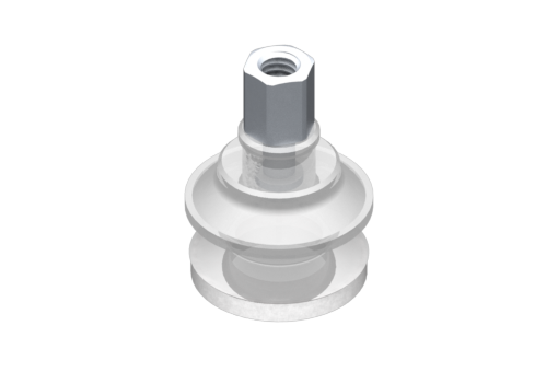VG.B22 suction cup, FDA-compliant silicone, 50 Shore, M5 female, 8 mm hex with compliant silicone foam ring - 0321550