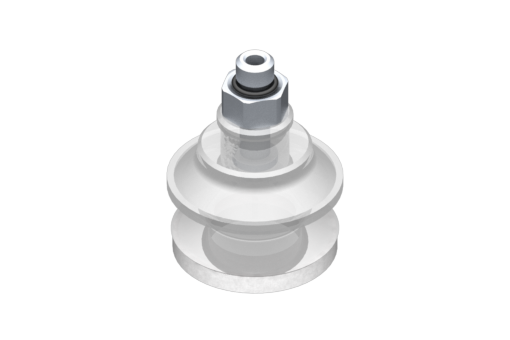 VG.B22 suction cup, FDA-compliant silicone, 50 Shore, M5 male, 8 mm hex with compliant silicone foam ring - 0321552