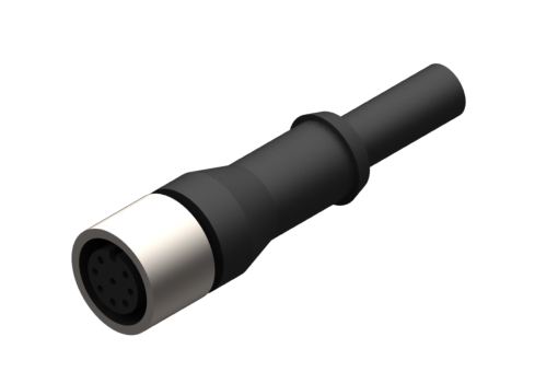 Axial female straight connector with M8 lock nut, 8-pin, round PUR cable, length 2.5 metres - CFGM800825P