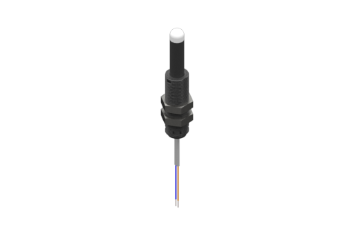 Magnetic touch sensor, series SR, REED N.O., no LED, 230Vac/dc, 0.5 A, flat PVC cable 2x0.14mm2, 2.5 m not terminated, tip in SBR, stroke 15mm, black body in PA material M14, 2 metal nuts M14 included - SR1C5-G