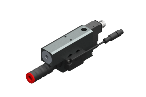 Vacuum pump EJ-BSV-MEDIUM-HV-2 with integrated holder and silencer, on/off vacuum SV NO, 24Vdc, 1.2W, M8 3 poli, IP54, G3/8'' vacuum port and PNP pre-set valve -50 kPa - 3030186
