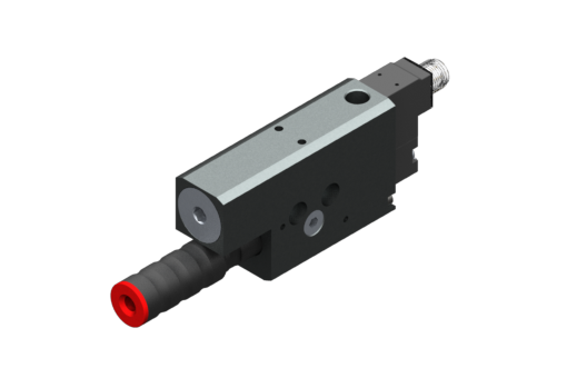 Vacuum pump EJ-BSV-MEDIUM-HV-2 with holder integrated silencer and on/off vacuum SV NO, 24Vdc, 1.2W, M8 3 poli, IP54, G3/8'' vacuum port - 3030212