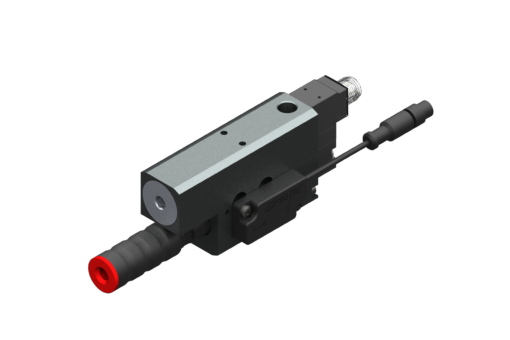 Vacuum pump EJ-BSV-MEDIUM-HV-2 with integrated holder and silencer, on/off vacuum SV NO, 24Vdc, 1.2W, M8 3 poli, IP54, G3/8'' vacuum port and NPN pre-set valve -30 kPa - 3030216
